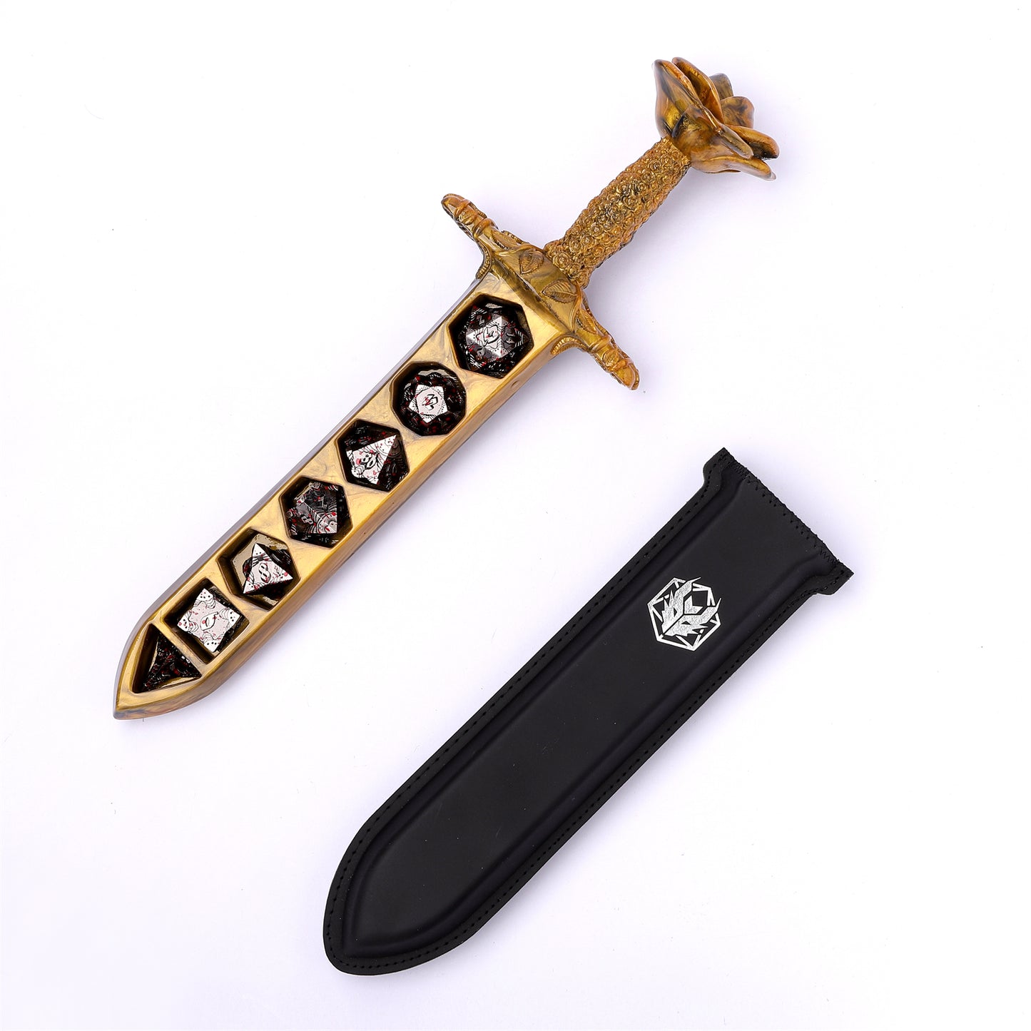 Rose Dagger Dice Case with sheath cover - Gold
