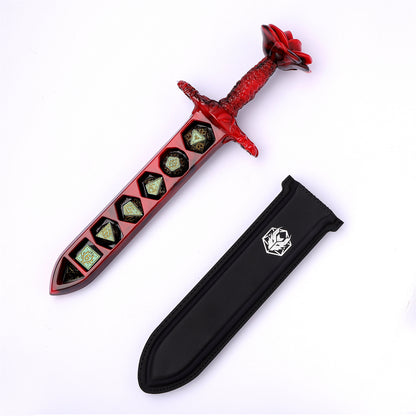 Rose Dagger Dice Case with sheath cover - Red