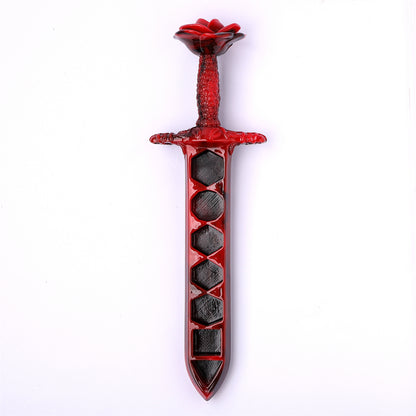 Rose Dagger Dice Case with sheath cover - Red