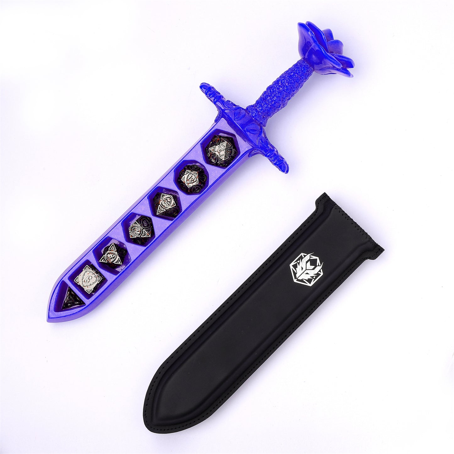 Rose Dagger Dice Case with sheath cover - Blue
