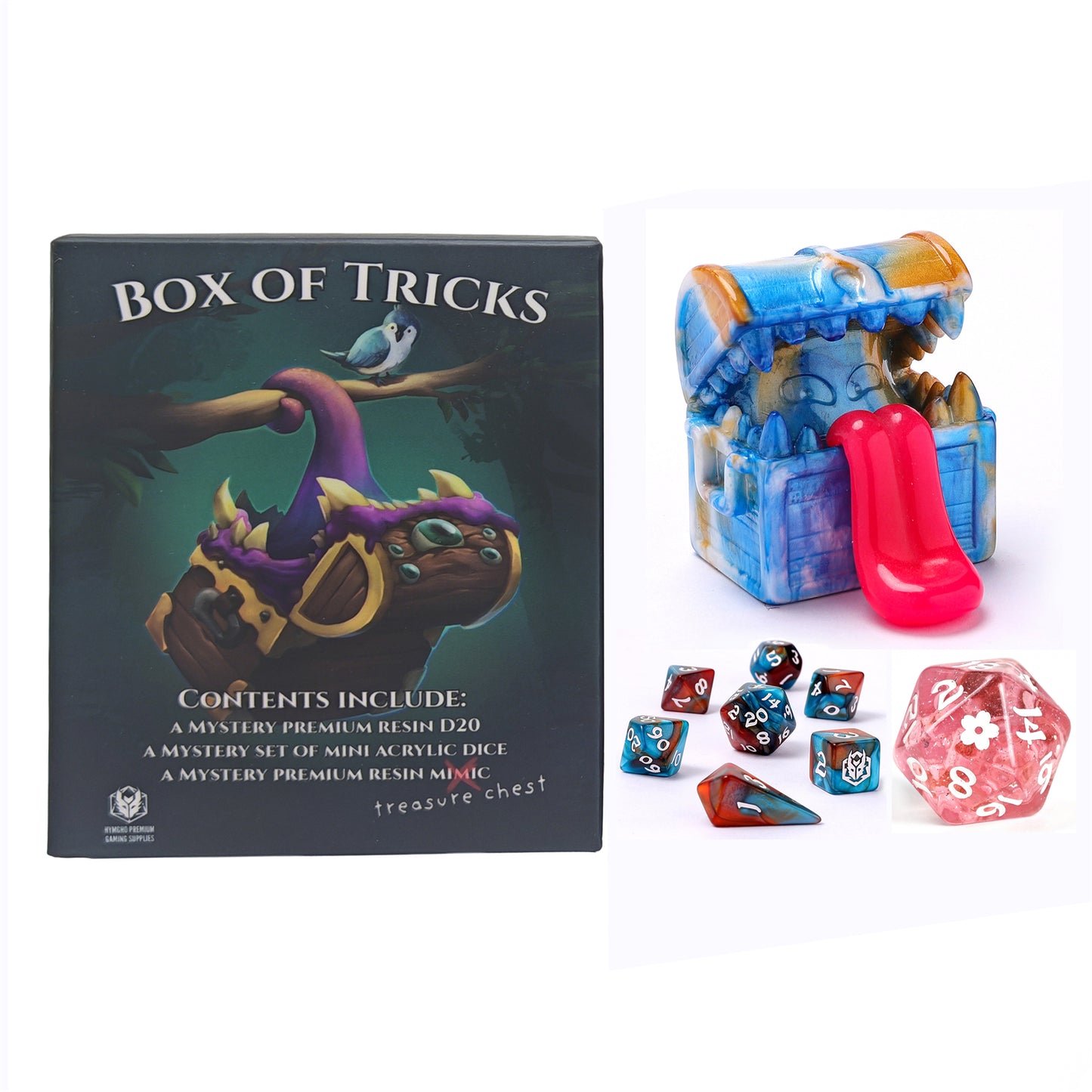 Box of Tricks - Mystery Mini Dice, D20, and Mimic - HYMGHO Dice 