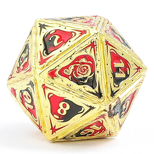 Sorcerer Solid Metal RPG Dice Set - Gold w/Red&Black