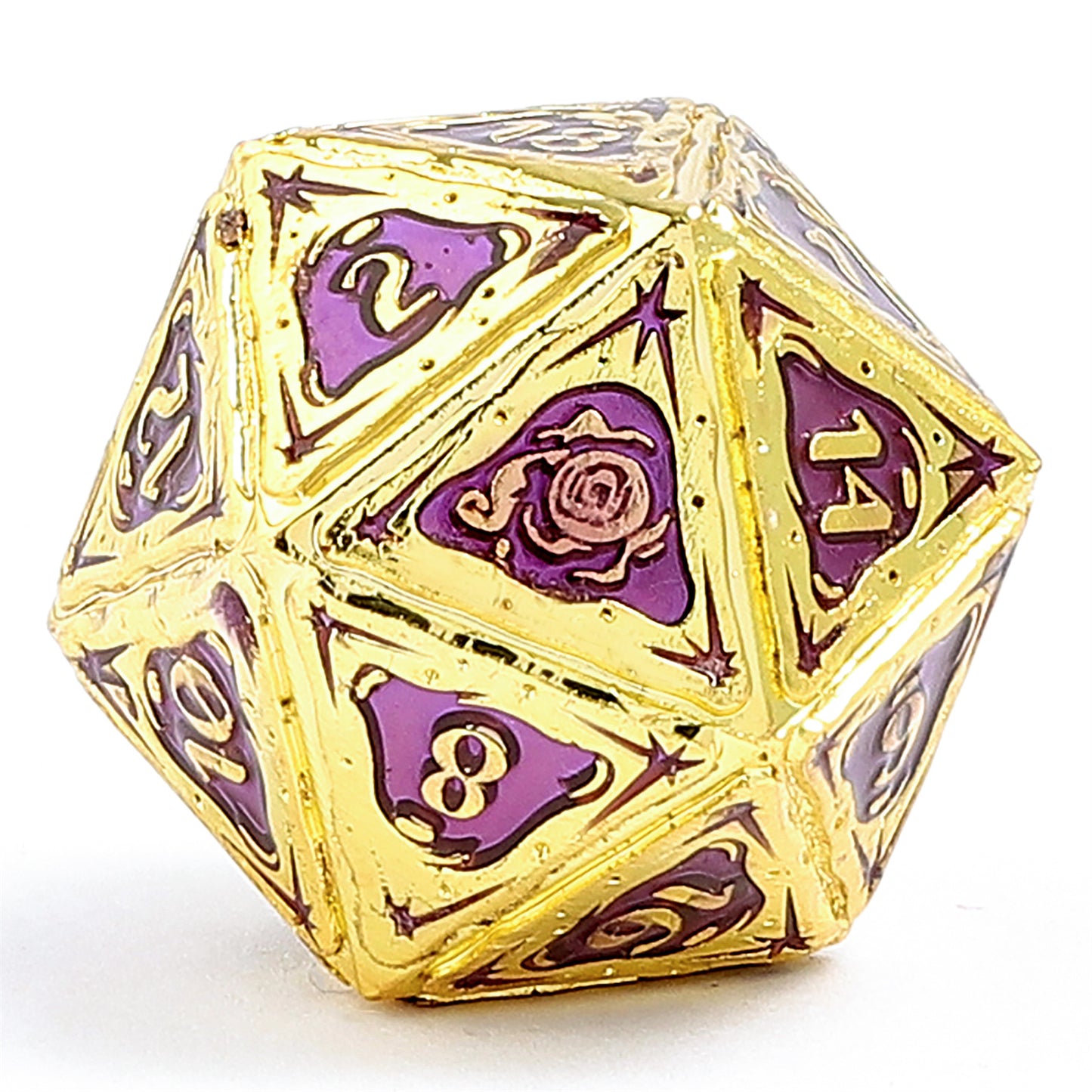 Sorcerer Solid Metal RPG Dice Set - Gold w/Purple
