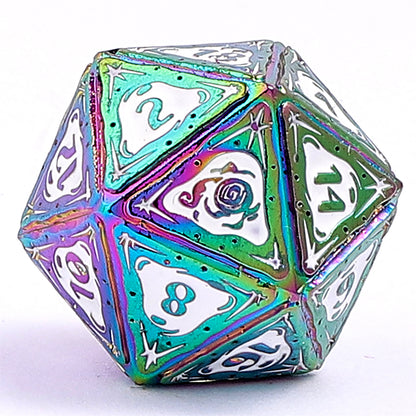 Sorcerer Solid Metal RPG Dice Set - Rainbow w/White