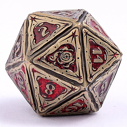 Sorcerer Solid Metal RPG Dice Set - Ancient Bronze w/Red Glitter