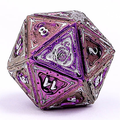 Sorcerer Solid Metal RPG Dice Set - Purple w/Silver