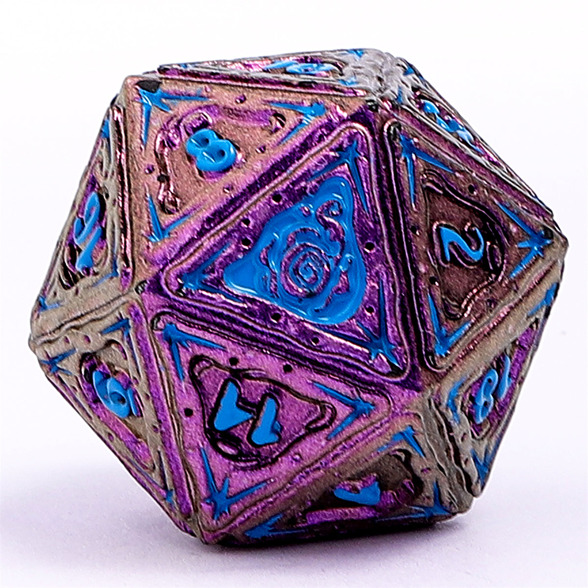 Sorcerer Solid Metal RPG Dice Set - Purple w/Blue