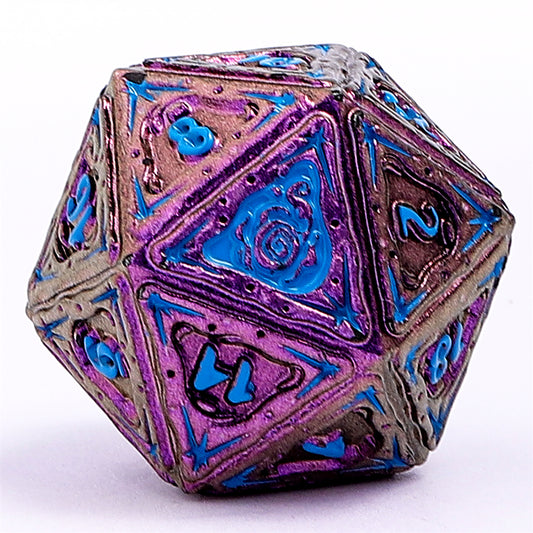 Sorcerer Solid Metal RPG Dice Set - Purple w/Blue