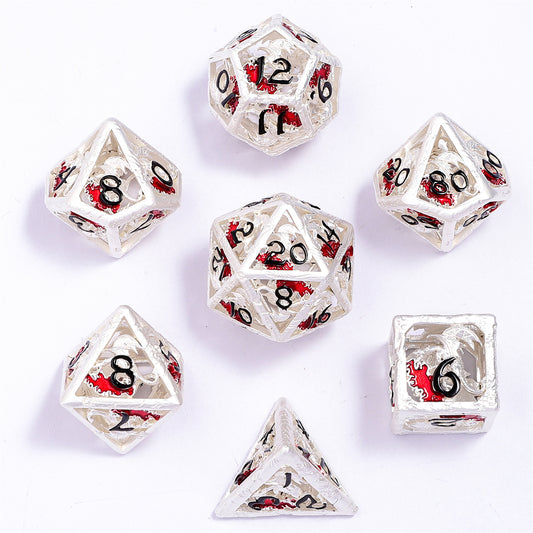 Dragon's Hymn Hollow Metal Dice Set - Silver