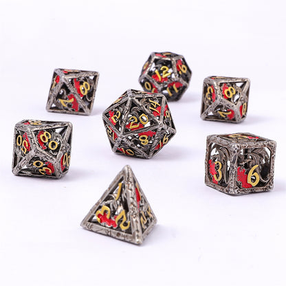 Dragon's Hymn Hollow Metal Dice Set - Ancient Silver