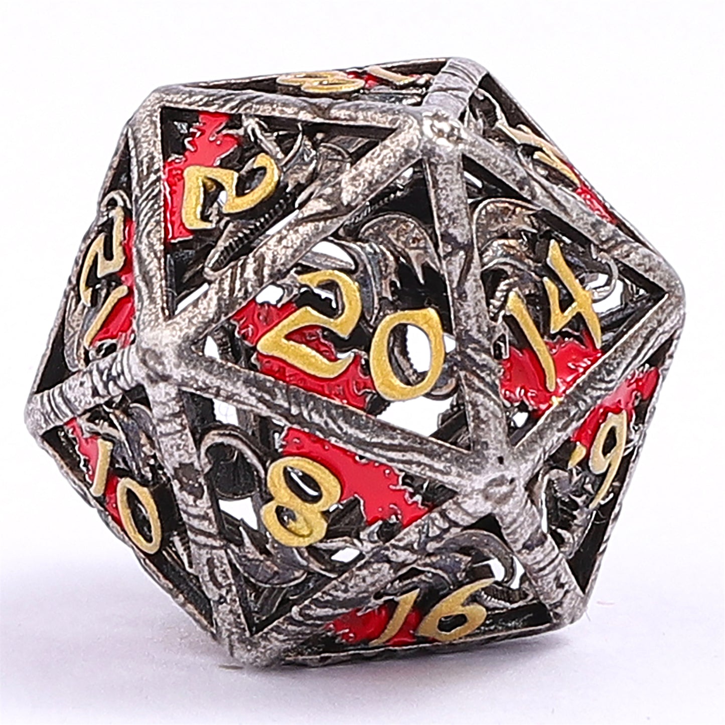 Dragon's Hymn Hollow Metal Dice Set - Ancient Silver