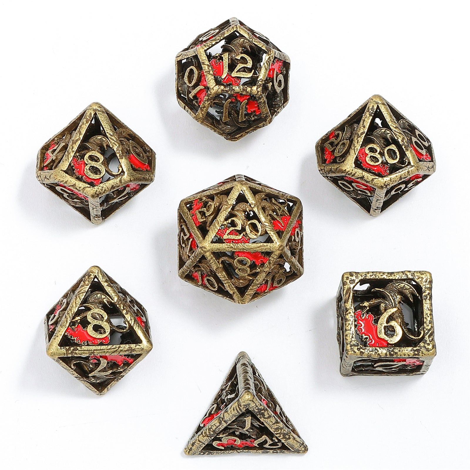 Dragon's Hymn Hollow Metal Dice Set - Ancient Bronze - HYMGHO Dice 