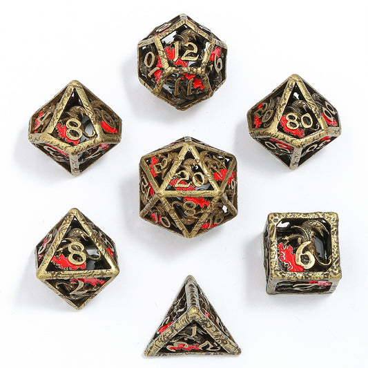 Dragon's Hymn Hollow Metal Dice Set - Ancient Bronze