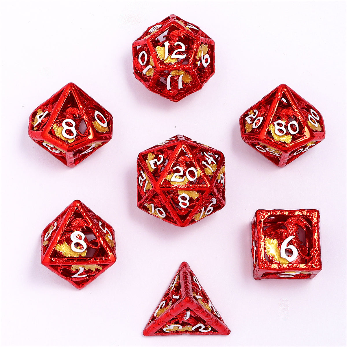 Dragon's Hymn Hollow Metal Dice Set - Red
