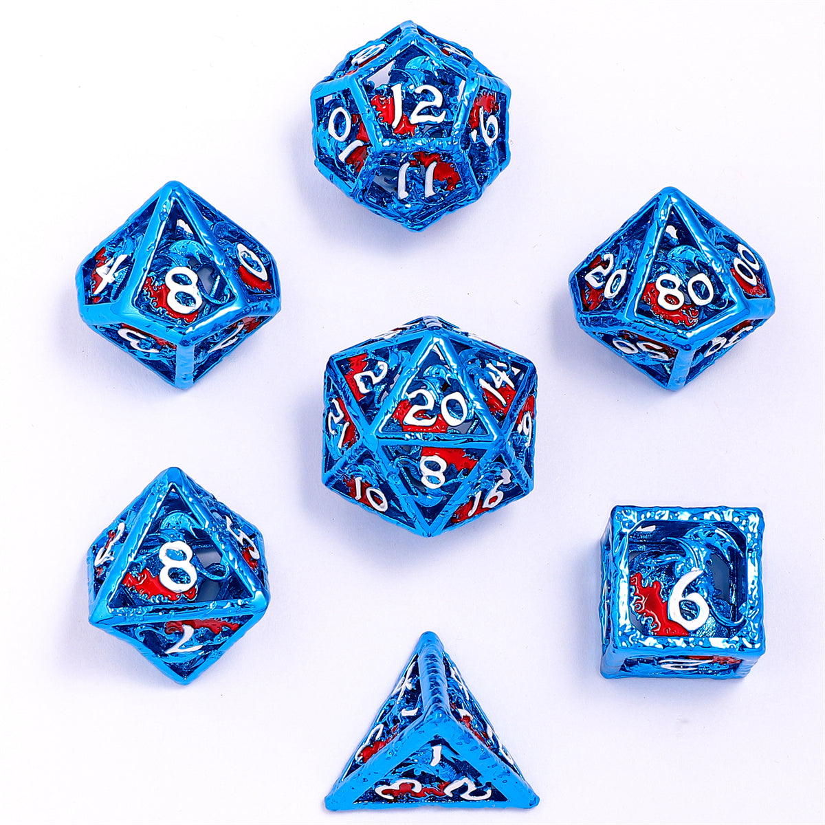 Dragon's Hymn Hollow Metal Dice Set - Blue