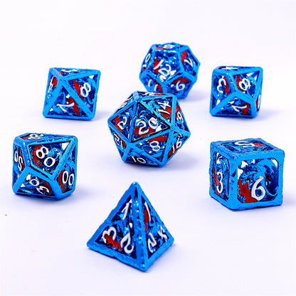 Dragon's Hymn Hollow Metal Dice Set - Blue
