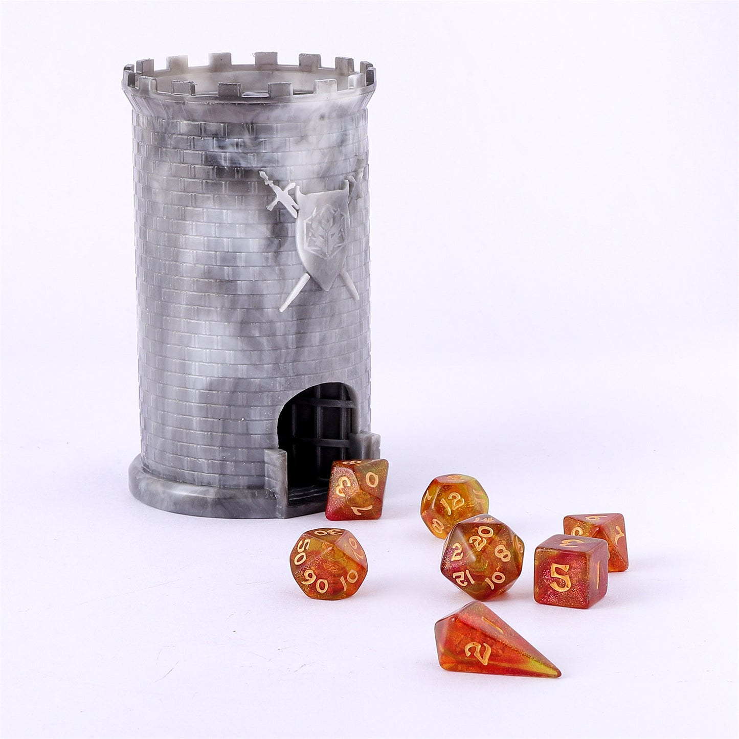Pocket Citadel Mini Dice Tower - Black w/White