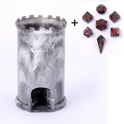 Pocket Citadel Mini Dice Tower - Black w/White