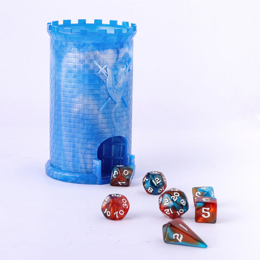Pocket Citadel Mini Dice Tower - Blue w/White