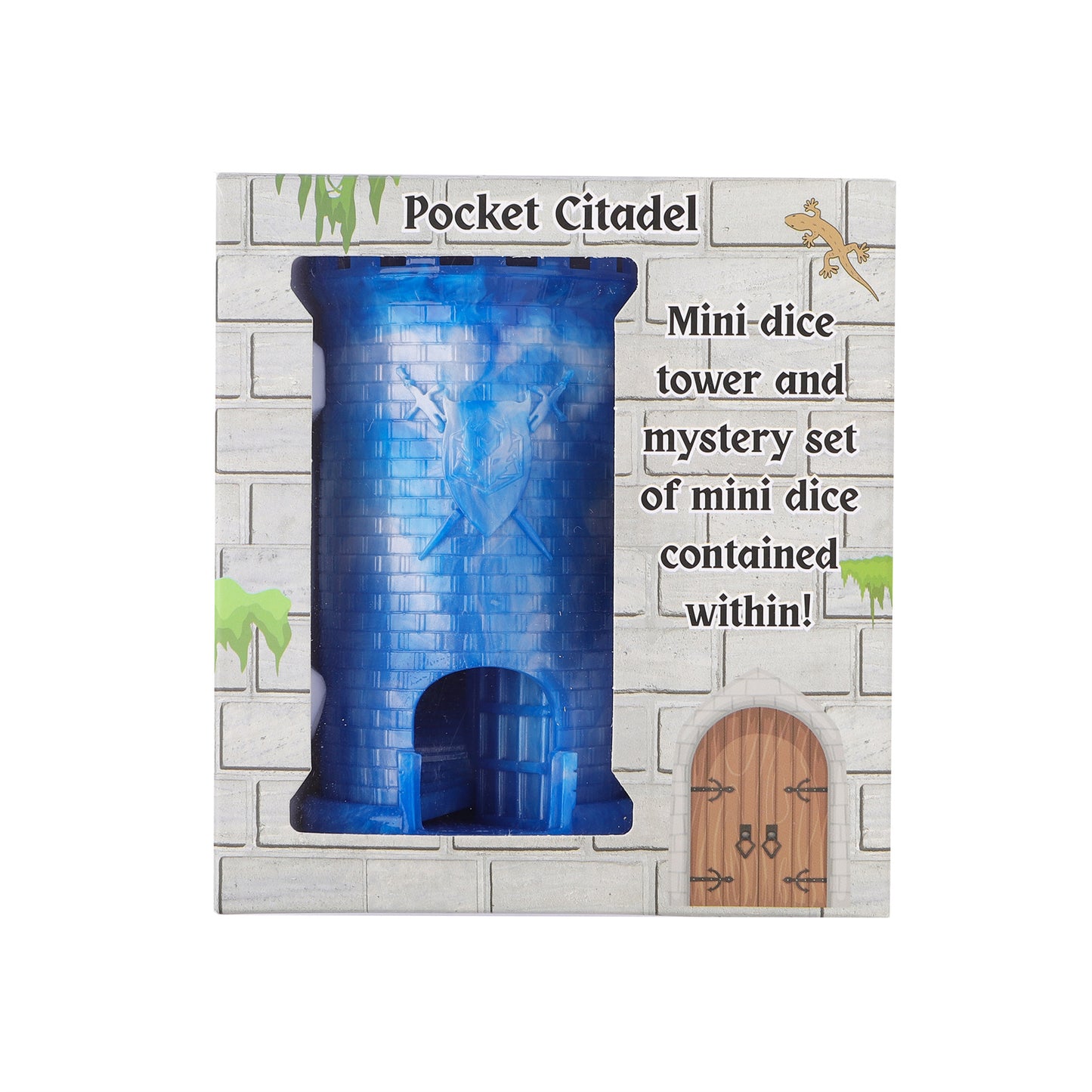 Pocket Citadel Mini Dice Tower - Blue w/White