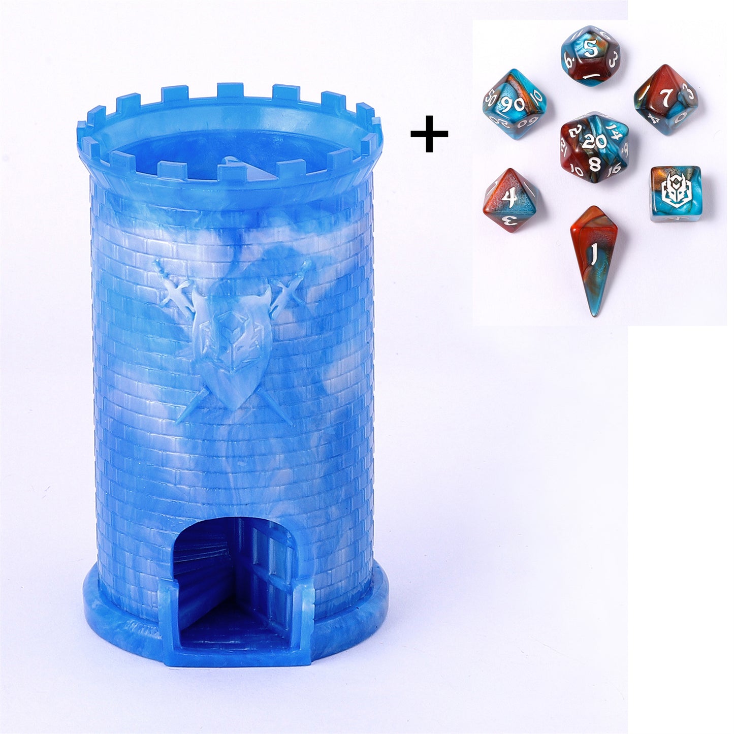 Pocket Citadel Mini Dice Tower - Blue w/White