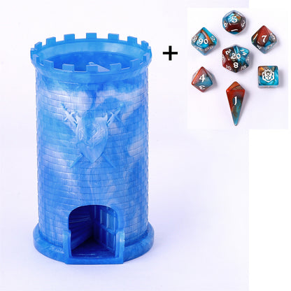 Pocket Citadel Mini Dice Tower - Blue w/White