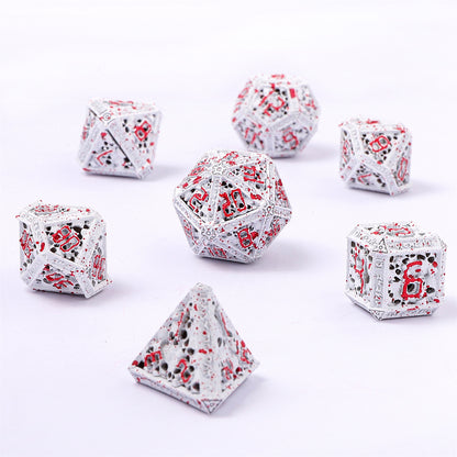 Hollow Metal Necromancer Dice Set - White w/Blood Splatter