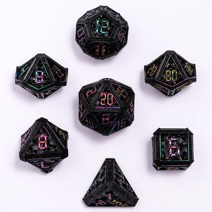 Hollow Metal Necromancer Dice Set - Black w/Chromatic