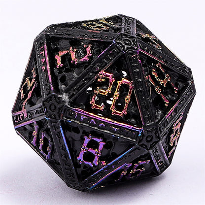 Hollow Metal Necromancer Dice Set - Black w/Chromatic