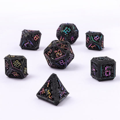 Hollow Metal Necromancer Dice Set - Black w/Chromatic