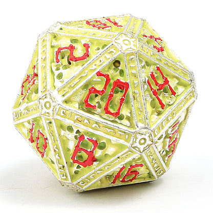 Hollow Metal Necromancer Dice Set - Glow In The Dark Green