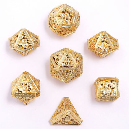 Hollow Metal Necromancer Dice Set - 24k Gold Plated