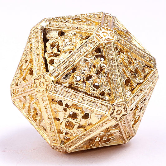 Hollow Metal Necromancer Dice Set - 24k Gold Plated