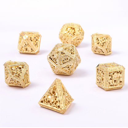 Hollow Metal Necromancer Dice Set - 24k Gold Plated