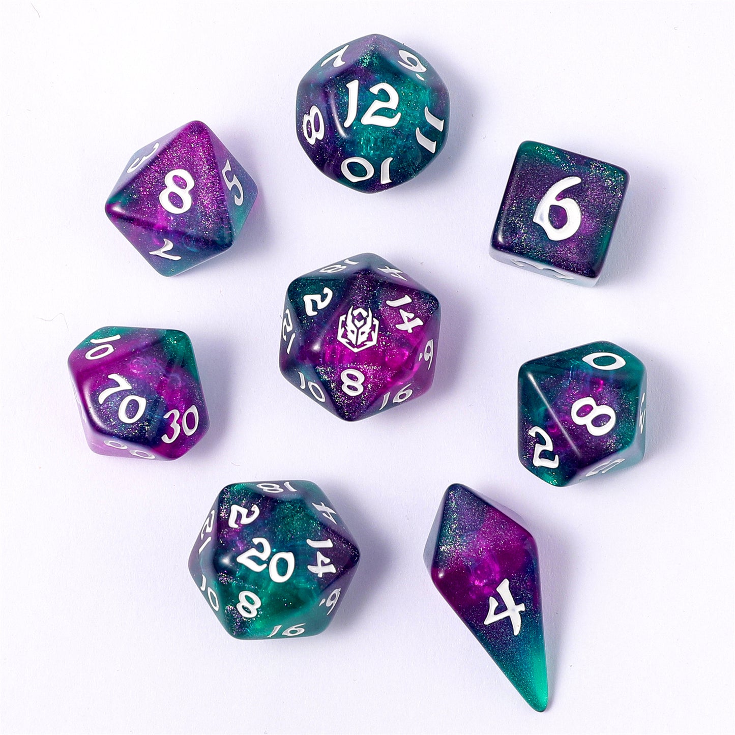 8 PCS Polyhedral RPG Dice set - Jesters Cloak