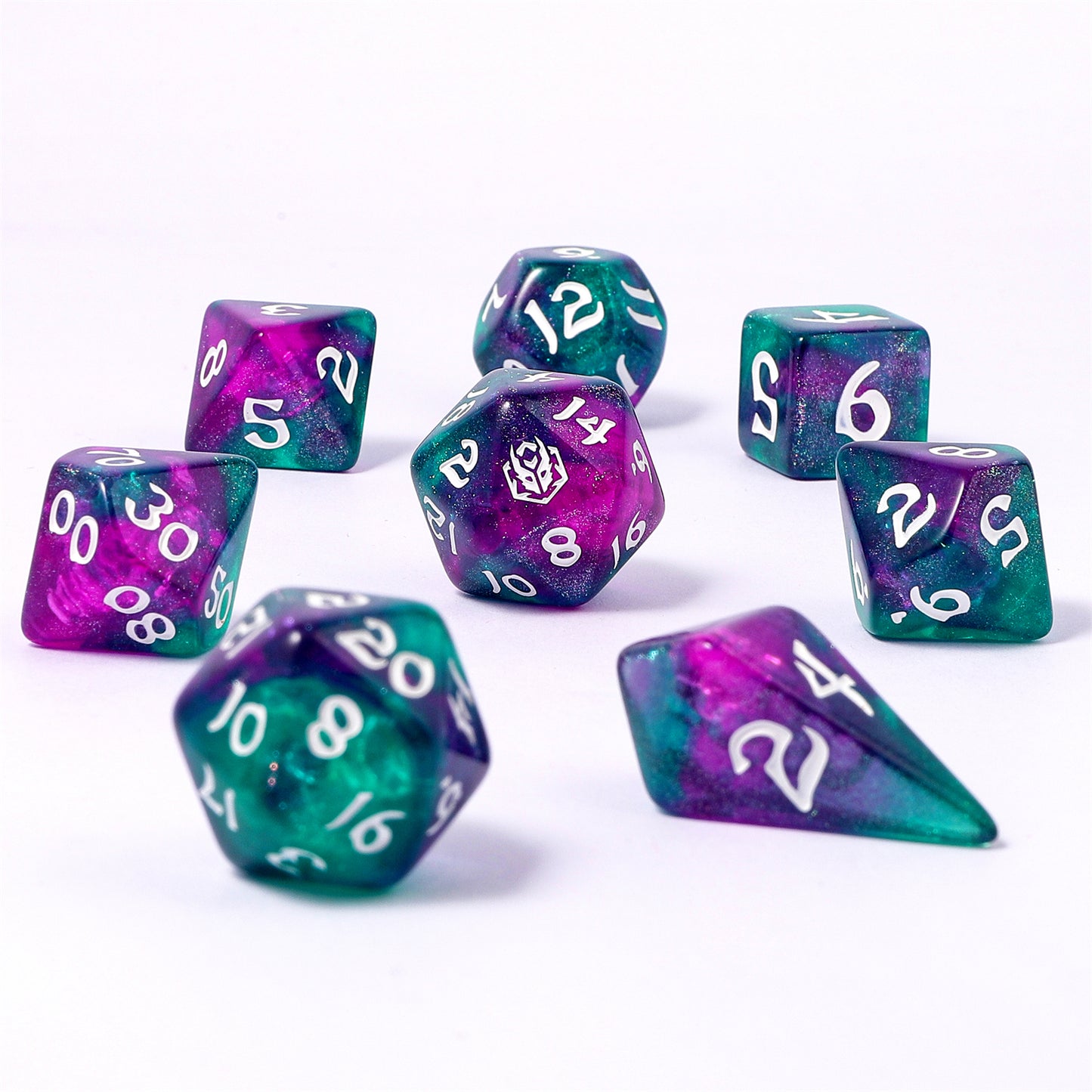 8 PCS Polyhedral RPG Dice set - Jesters Cloak