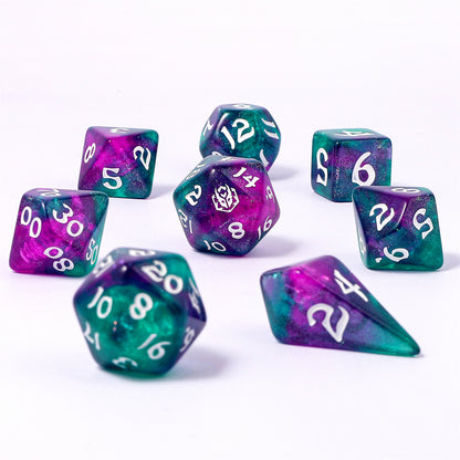 8 PCS Polyhedral RPG Dice set - Jesters Cloak