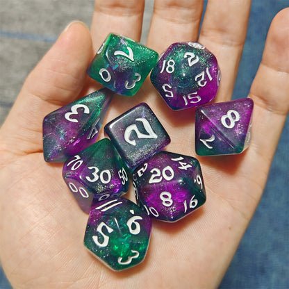 8 PCS Polyhedral RPG Dice set - Jesters Cloak