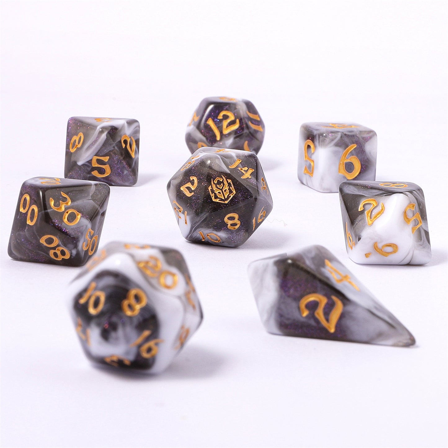 8 PCS Polyhedral RPG Dice set - Wraith Shadow