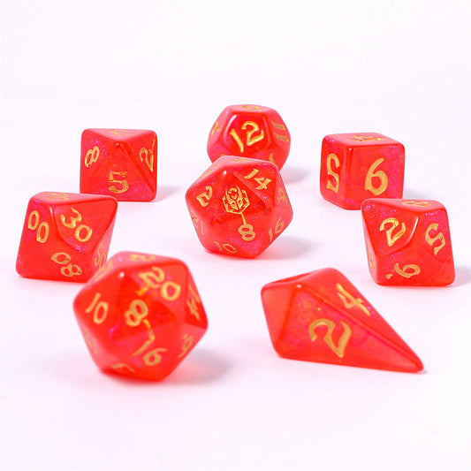 8 PCS Polyhedral RPG Dice set - Fireball
