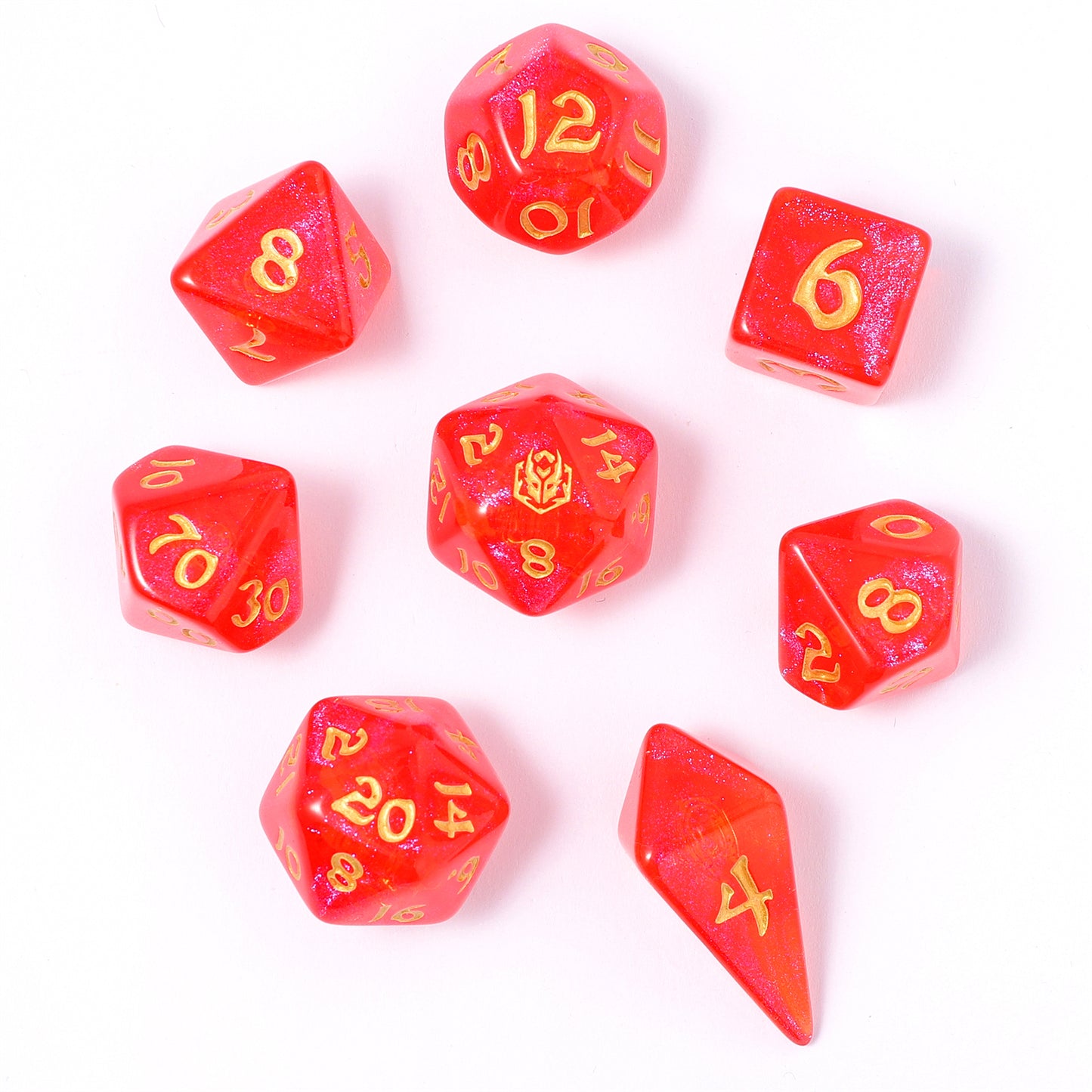 8 PCS Polyhedral RPG Dice set - Fireball