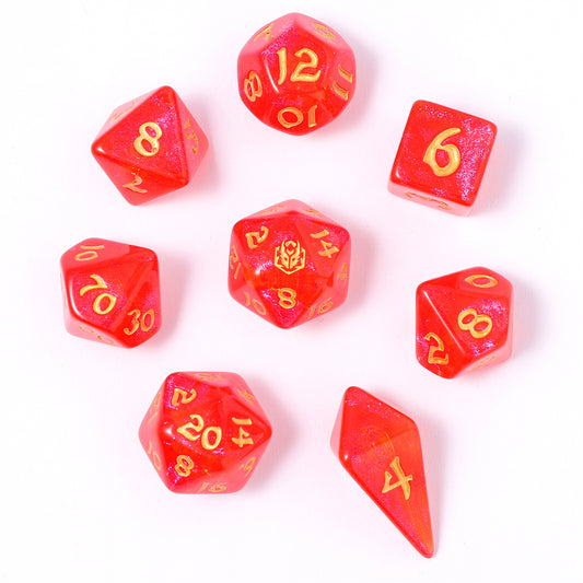 8 PCS Polyhedral RPG Dice set - Fireball
