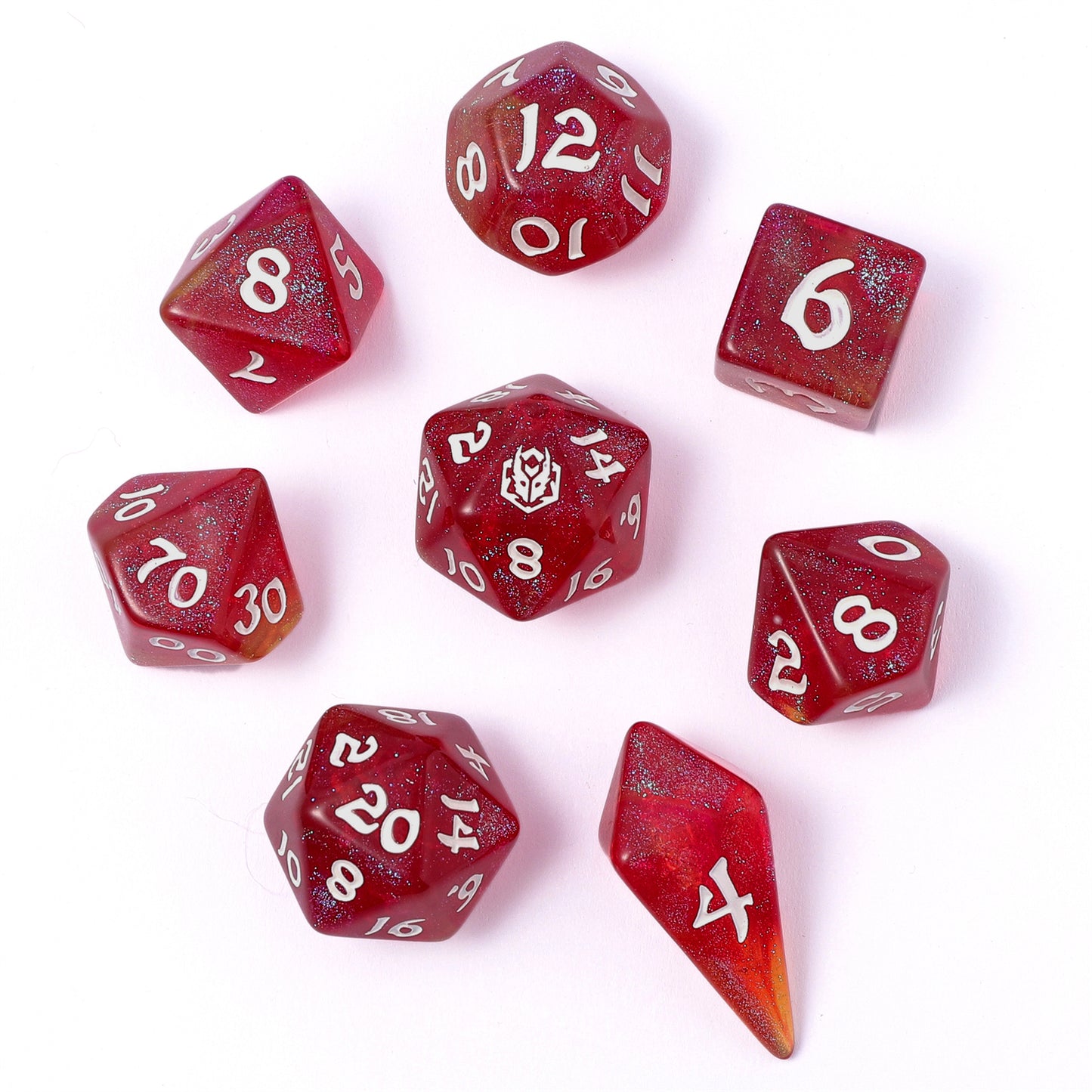 8 PCS Polyhedral RPG Dice set - Infernal Spark