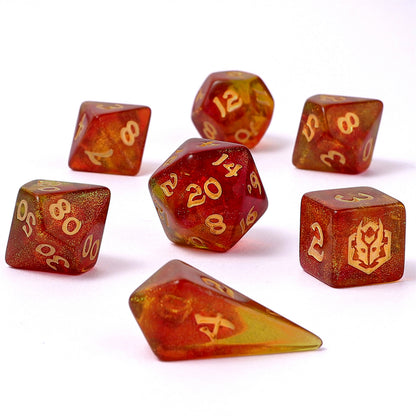 Mini Polymer RPG Dice Set - Phoenix Feather