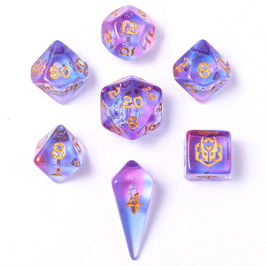 Mini Polymer RPG Dice Set - Unicorn Tears - HYMGHO Dice 