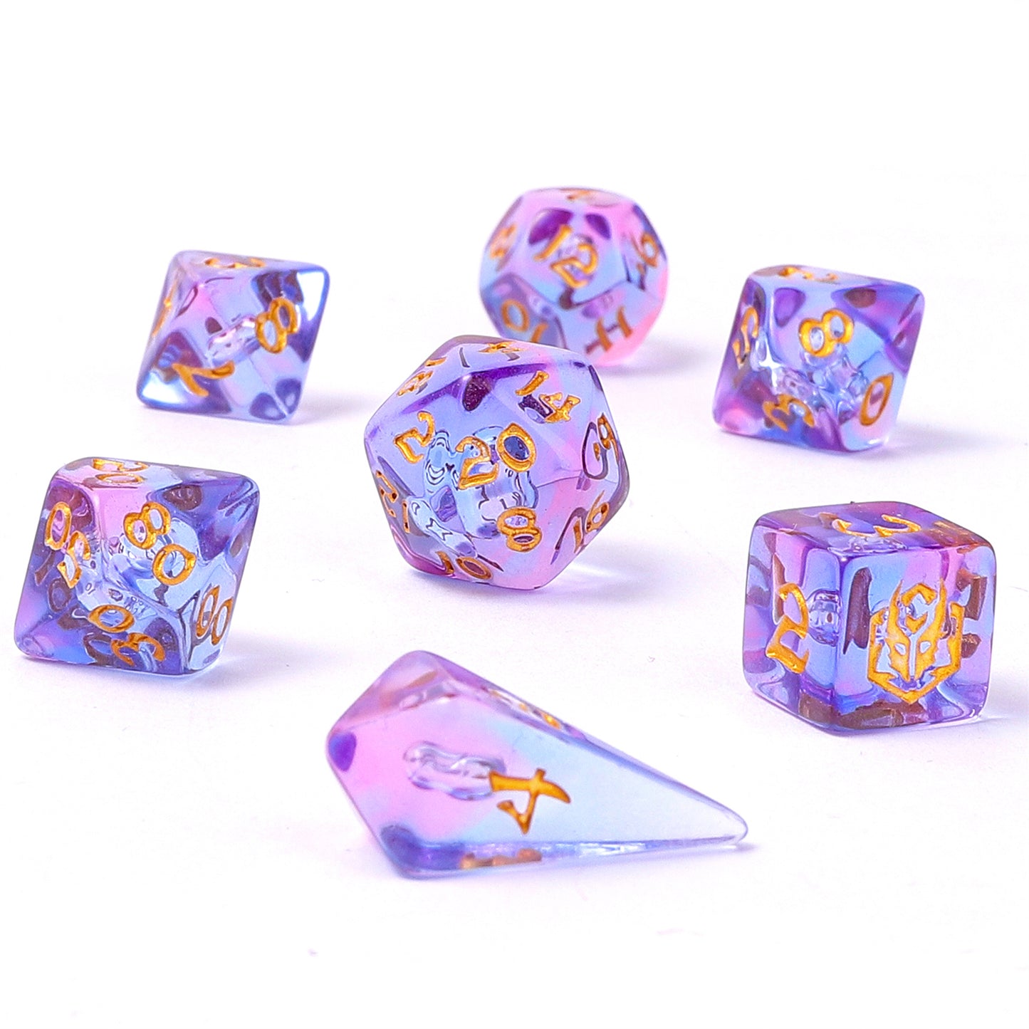 Mini Polymer RPG Dice Set - Unicorn Tears - HYMGHO Dice 