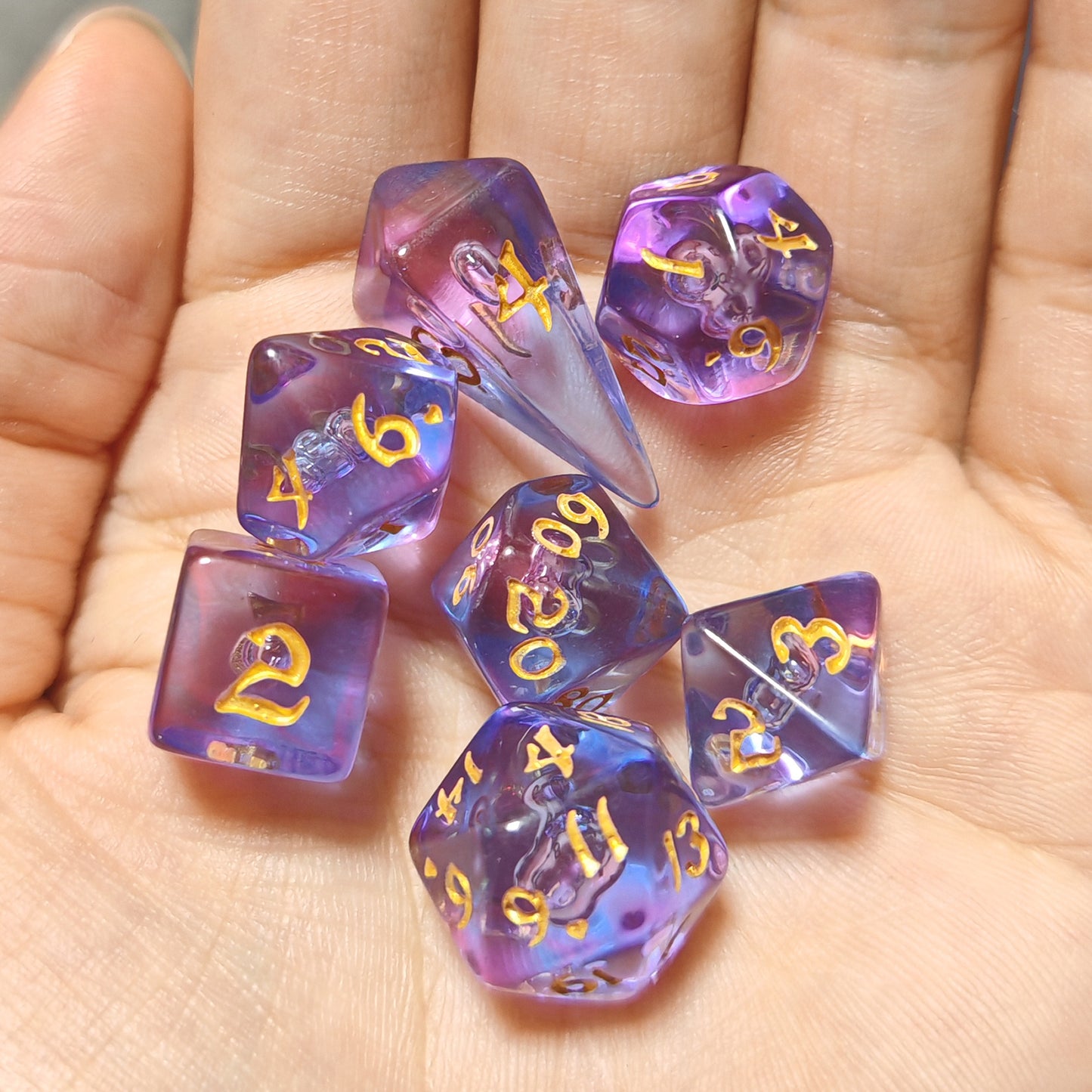 Mini Polymer RPG Dice Set - Unicorn Tears