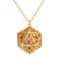 Dragon's eye D20 necklace-Gold w/Red gems