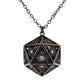 Dragon's eye D20 necklace-Gunmetal w/Purple gems