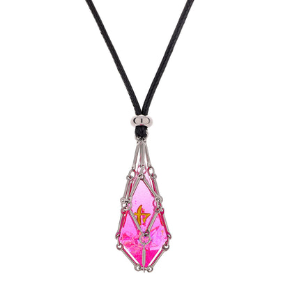 取り外し可能な D4 ダイスホルダーネックレス、ランダムシャープ樹脂 D4s-シルバー